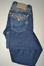 Miss Me Women's Signature Skinny Embellished Pocket Flaps Blue Jeans Sz 26x31
