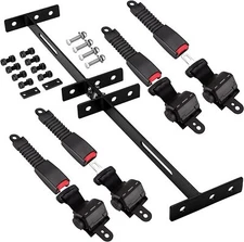 4 Retractable Golf Cart Seat Belts and Bracket Kit for EZGO Yamaha Club Car