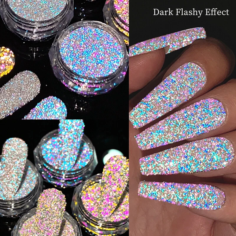 Reflective Nail Glitter Powder Sparkle Nail Art Chrome Holographic Pigment  Dust