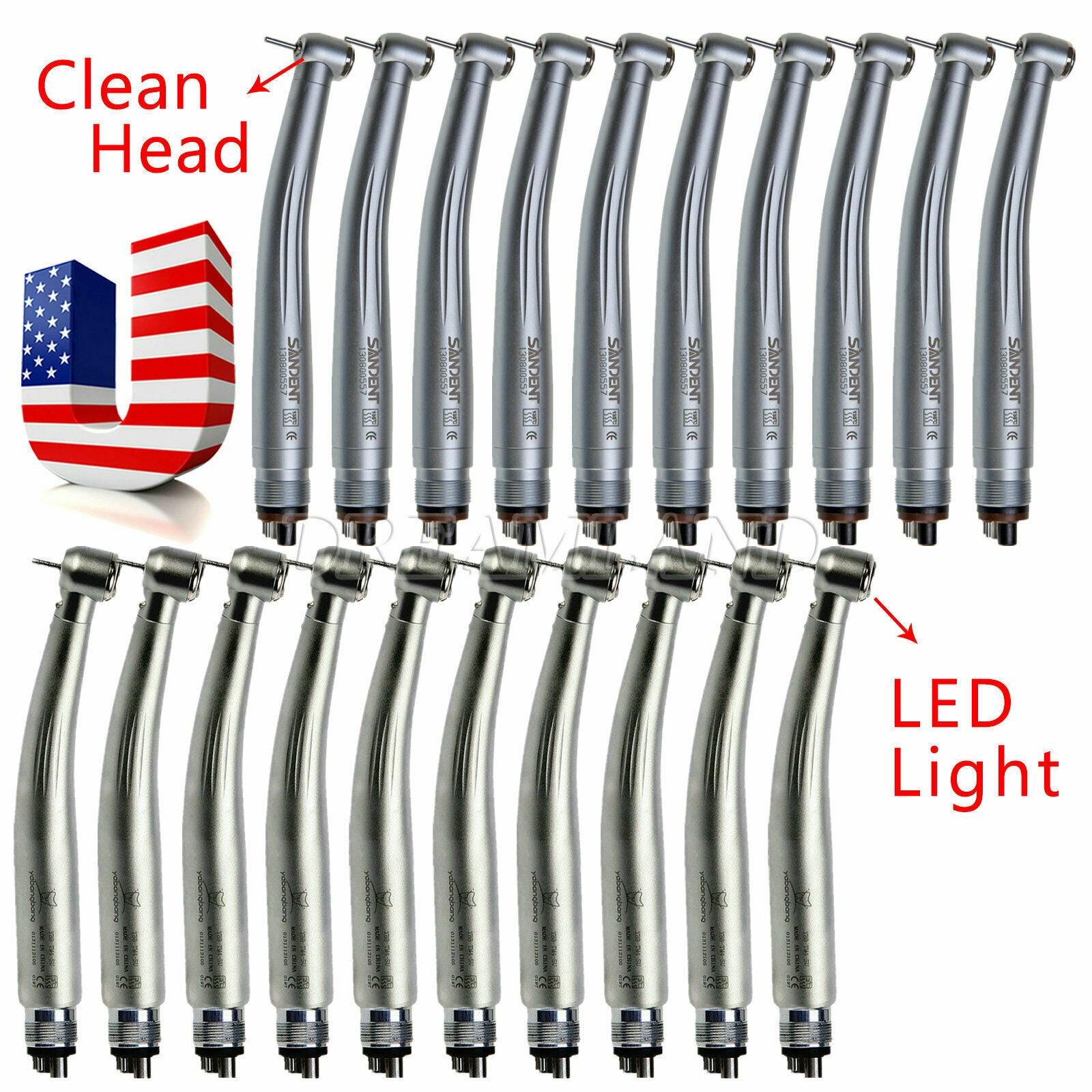 NSK Style Dental (LED Optic E-generator) Handpiece High Speed Turbine 4 Hole OEM