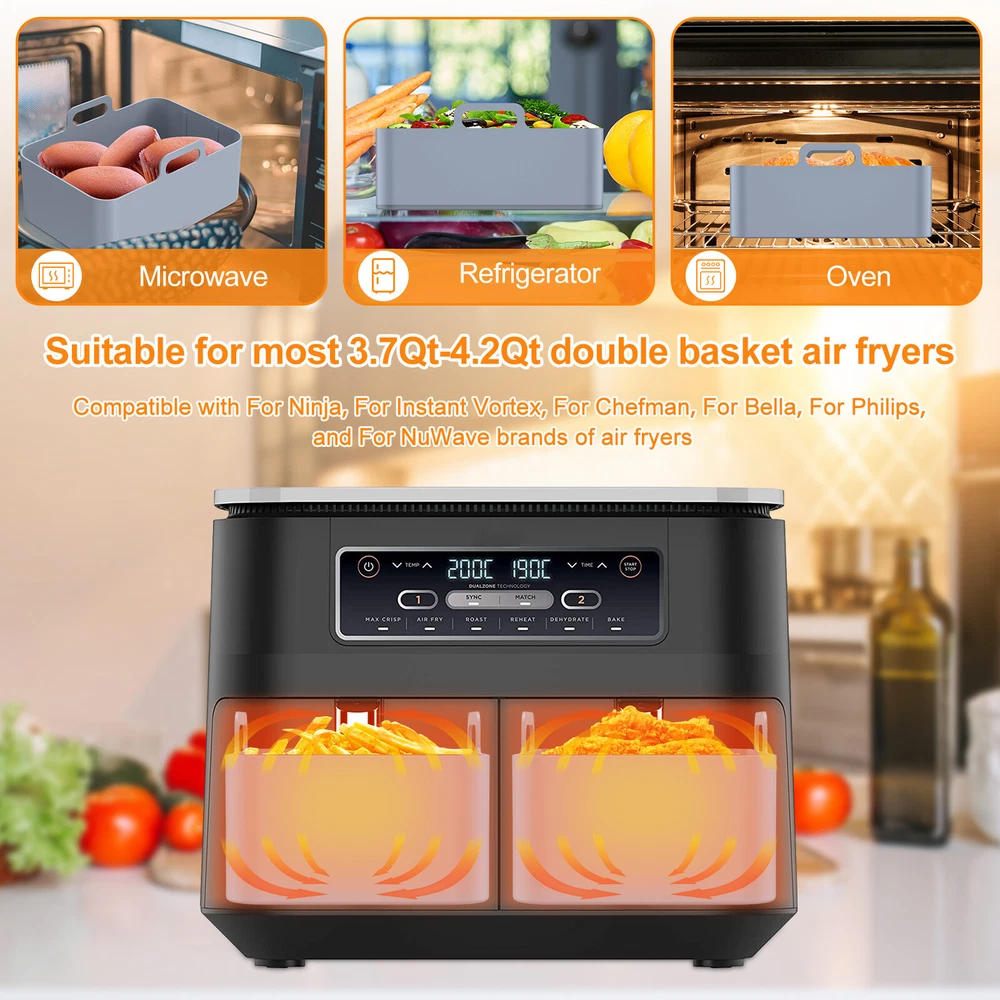 Air Fryer Accessories Set w/ Air Fryer Silicone Pot and Stainless Steel❦