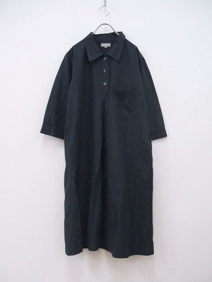MARGARET HOWELL FINE PLAINWEAVE COTTON LINEN dress dark blue 2 