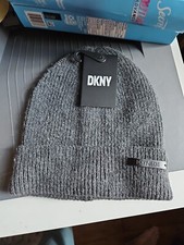 DKNY Womens Dark Gray Knit Hat 48.00 Retail One Size NWT