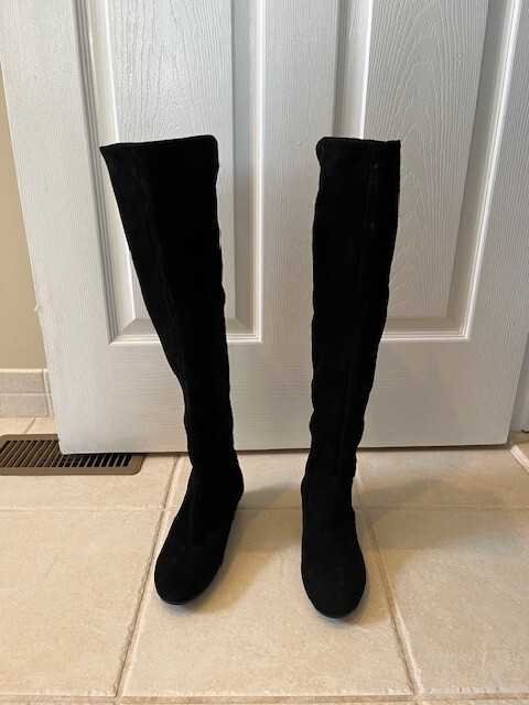 Nine West Gara Boots Womens Size Black Leather Knee High