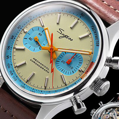 Sugess SWAN NECK x Exhibition case back Chrono Mens Watch