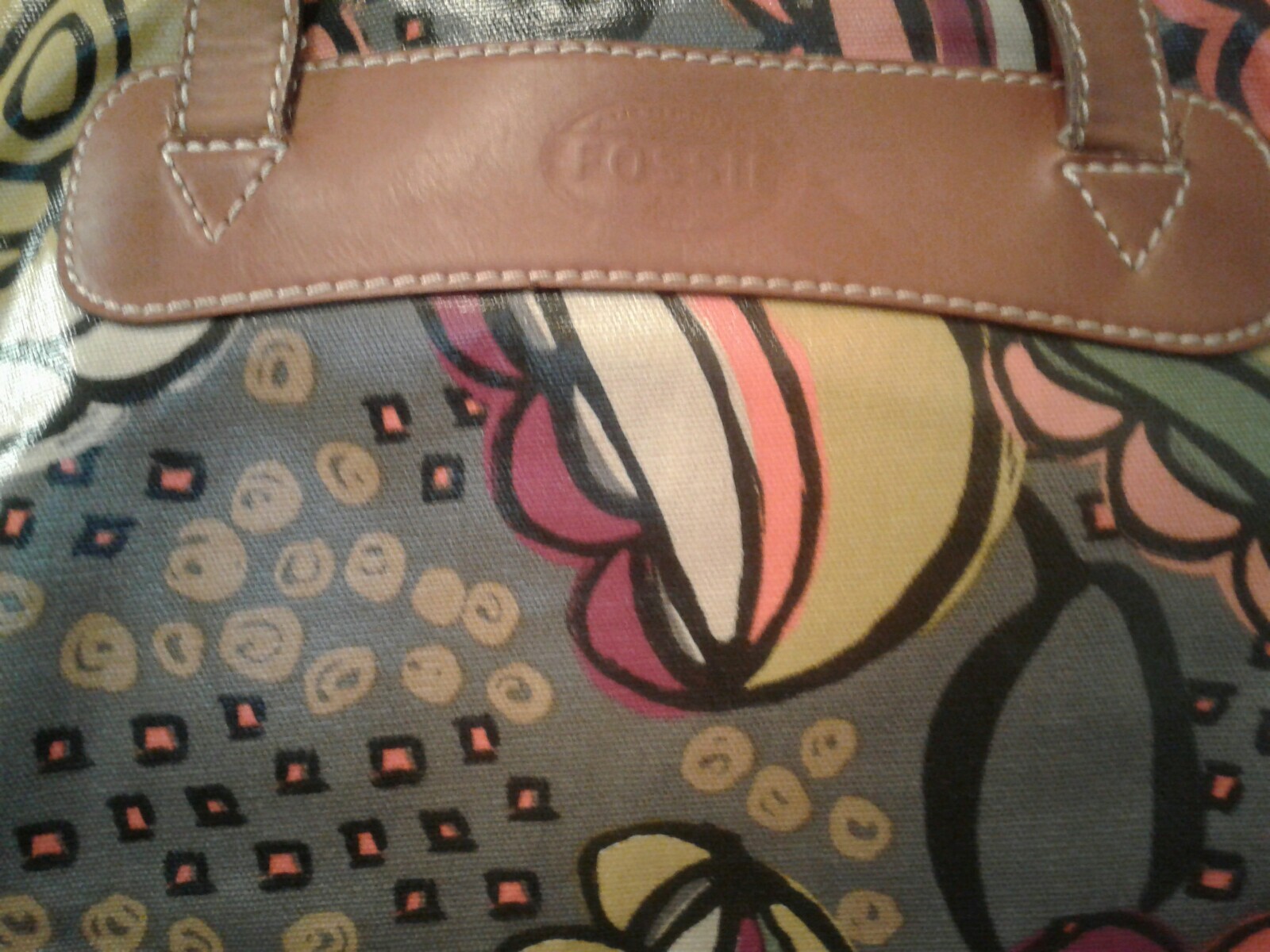 Fossil Canvas Coated Tote Bag Multi-Color EUC — image 3