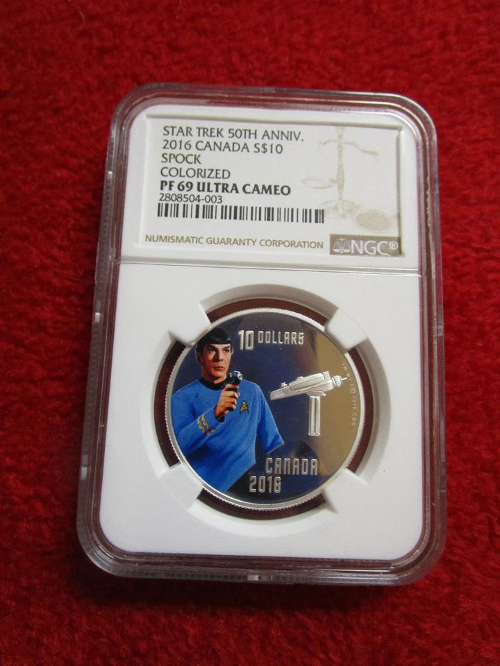 2016 $10 Canada Star Trek 50th Anniversary Spock Colorized NGC PF69 Canadian - Image 2 of 4