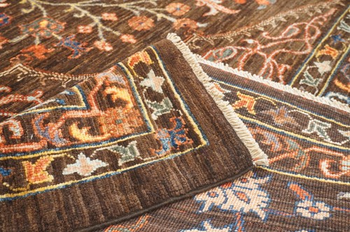 9 x 12 ft Brown Turkish Hereke Hand Knotted Wool Geometric Rug - Picture 16 of 20