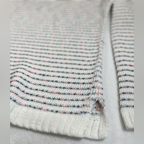 TALBOTS Women’s Open Stitch Striped Cotton Blend Knit Pastel Sweater Size Small - Picture 3 of 9