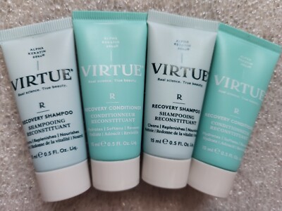 2x Virtue R Recovery Shampoo & Conditioner Set .5oz/15ml Ea (2 shampoo & 2 cond)