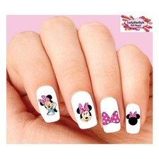 Waterslide Nail Decals Set of 20 - Minnie Mouse with Pink Bow Assorted