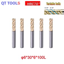5pcs 6mm 100L Tungsten Carbide End Mill Milling Cutter Variable helix HRC70