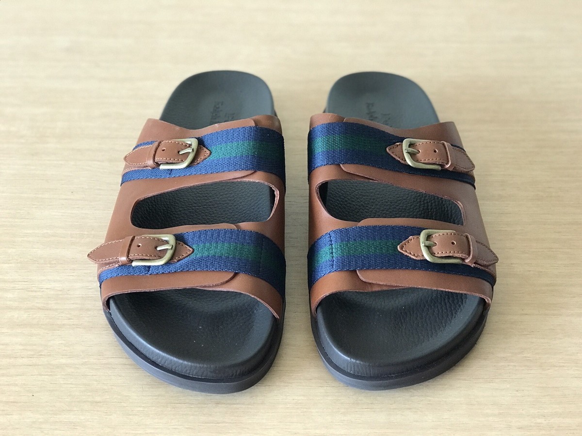 Polo Ralph Lauren Roche Leather Sandals Brown Green Mens  display picture 1