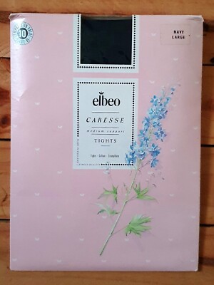 Vintage Elbeo Caresse Medium Support Nylon Tights 1990s - L Navy