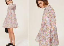 Munthe Floral Mini Dress Sz 42/10 Long Sleeve Cottagecore Boho Spring Date