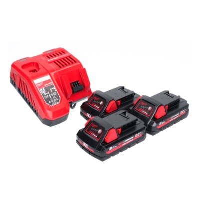 Milwaukee M18 NRG-303 Akku Starter Set 3x 18 V 3,0 Ah Li-Ion Akku + Ladegerät