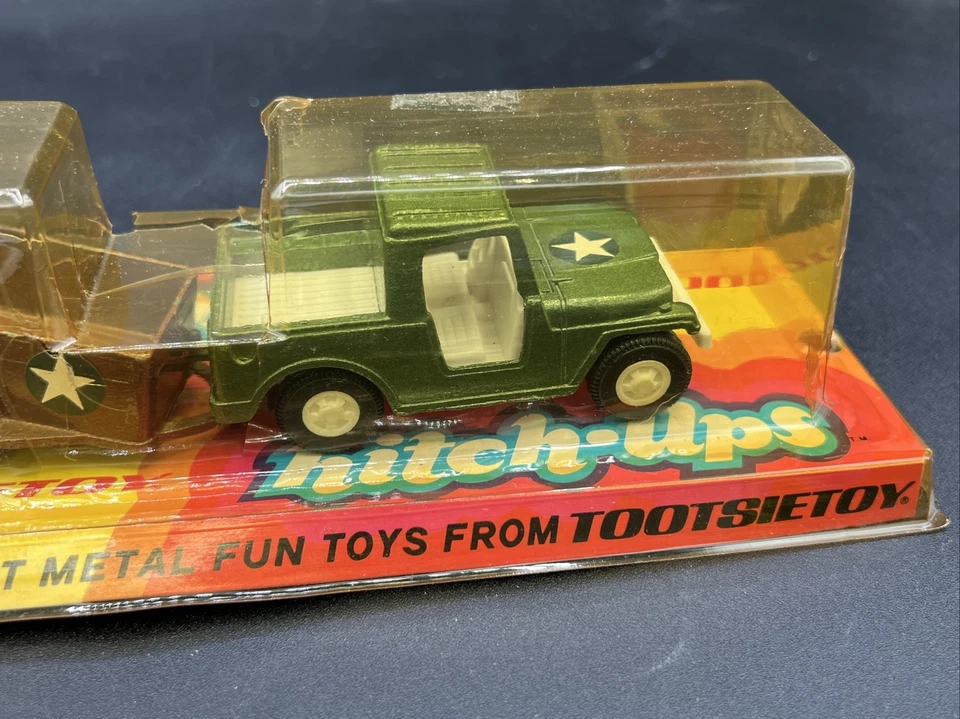 1974 年 Tootsie 玩具 HITCH UPS 军用 JEEP & Trailer tootsietoy 破损盖 — 第 4/4 张图片