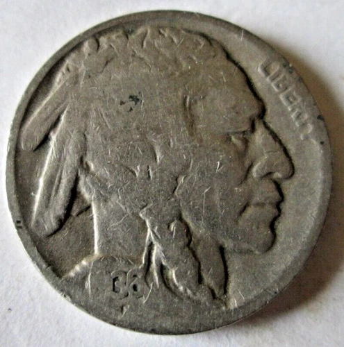 1936-D BUFFALO NICKEL, READABLE DATE, GOOD CONDITION, CIRCULATED
