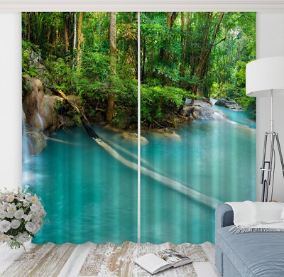 3D Forest Lake K2240 Window Photo Curtain Printing Fabric Panda 2023