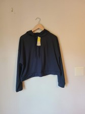 All In Motion Lightweight Soft Stretch Pullover Boxy Cropped Hoodie, Size L, Bl