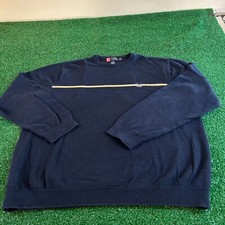 Chaps Sweater Mens Extra Large Navy Striped Crew Neck Pullover Knit Preppy