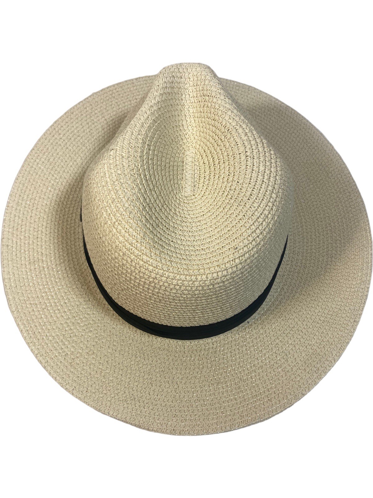 Panama Hat 90% Paper Straw Fodera wide brim Cream White black band Adjustable
