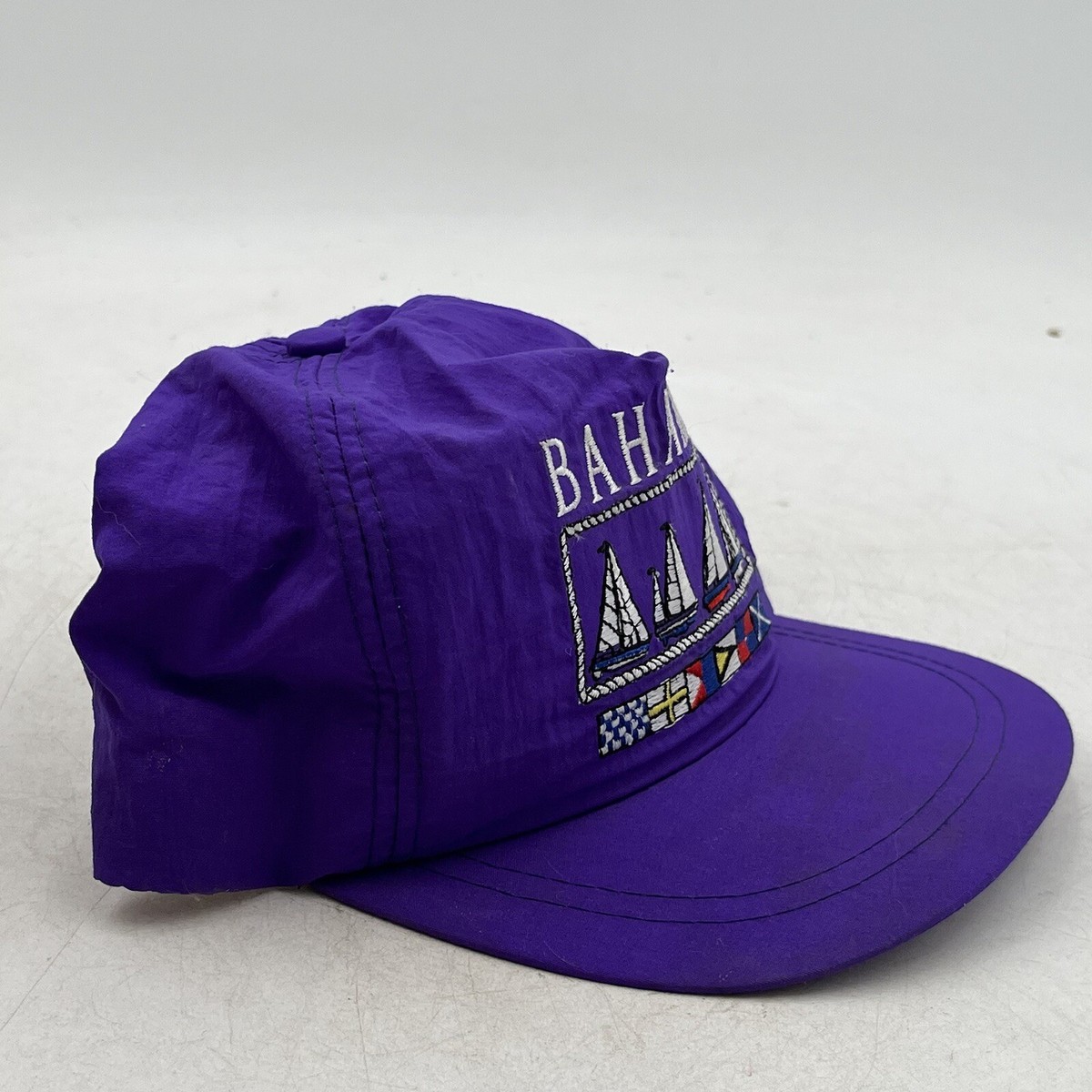 Vintage 90s Y2K Bahamas Purple Sailboat Flags Rope Clean NWOT