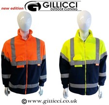 HI VIS VIZ VISIBILITY TWO TONE ANTIPIL FLEECE ZIPPED POCKETS  THICK WARM JACKET 