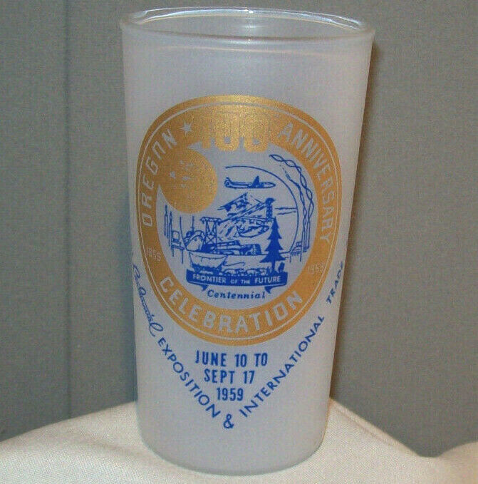 OREGON 100 ANNIVERSARY CELEBRATION  Exposition & Trade Fair 1959 Frosted Glass