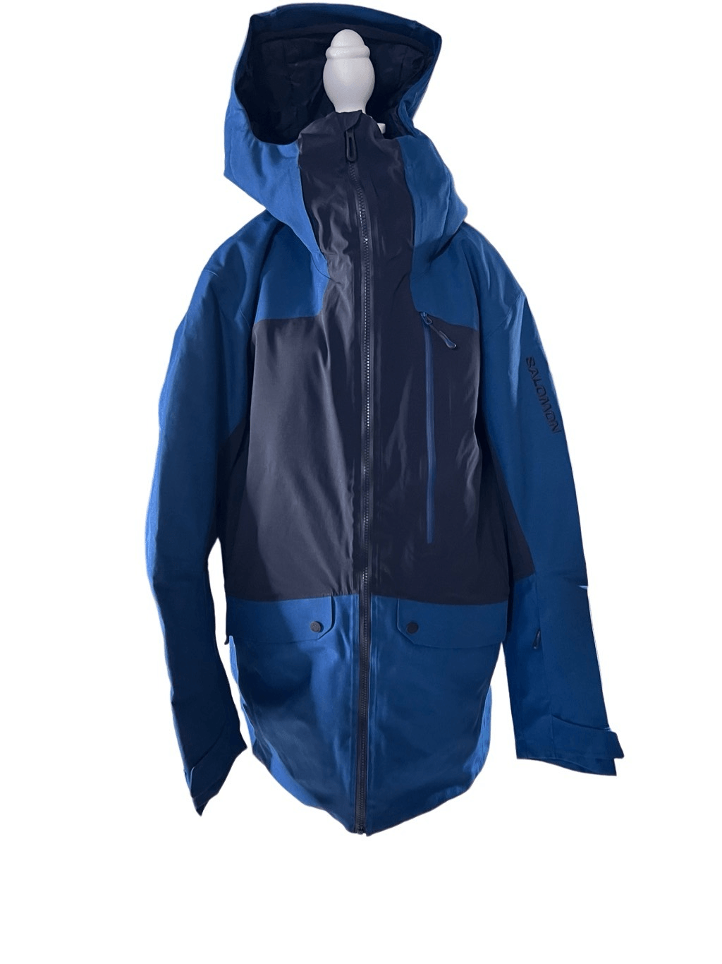 Giacca Salomon uomo Navy Peony impermeabile con cappuccio non tracciata taglia large nuova con etichetta