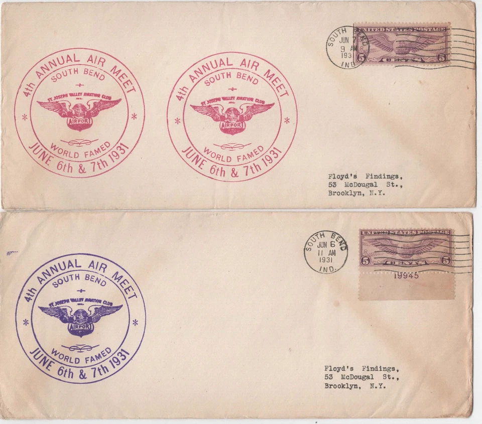 10 US Scott # C12 -C23 Air Mail Covers - Special Cancels 1931, FREE USA SHIPPING - Image 2 of 4
