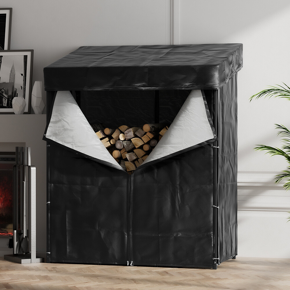 Large Outdoor Garden Metal Storage Shed Log Wood Store Shelter