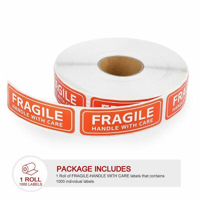 5 Rolls 1000 1x3 FRAGILE HANDLE WITH CARE Stickers Labels, Easy Peel and Apply 