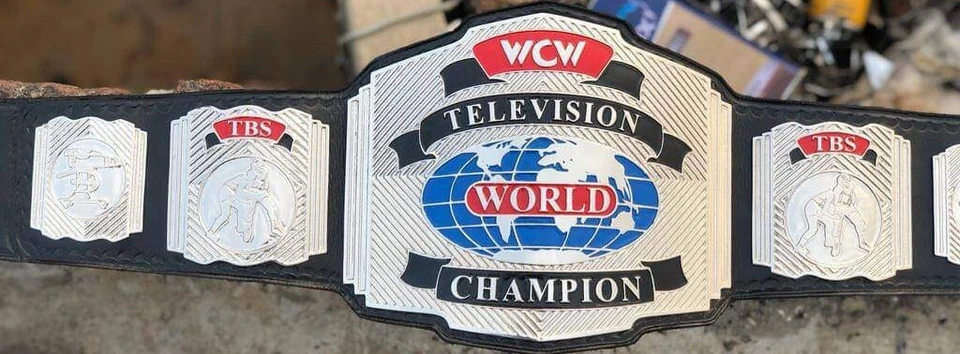 WCW Campeonato Mundial de Televisión Cinturón Adulto Placas de Zinc 4mm Espesor Grabado Profundo Foto 4 de 4