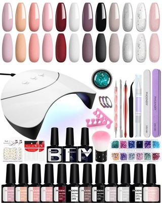 U V Nagellack Set 12 Farben Gel Nägel Set mit 36W U V/LED Nagellampe Gel Nagel