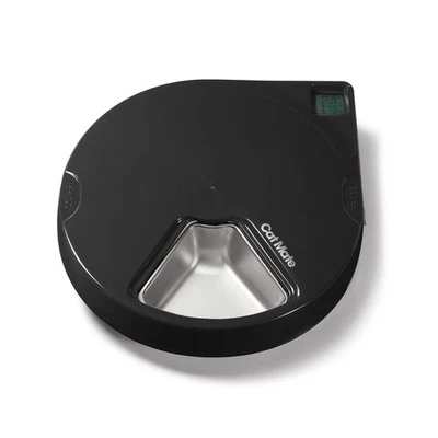 DE CLOSER PETS Cat Mate 5-Mahlzeiten-Futterautomat mit Edelstahlnapf-Einsätzen (C500) – Grau