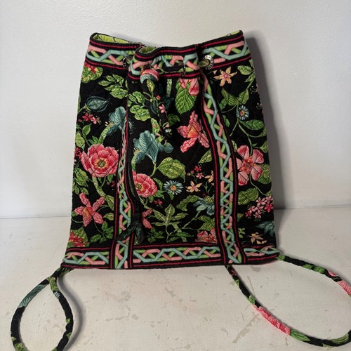 Vera Bradley "Botanica" Soft Cotton Knit Retired Pattern Drawstring Backpack