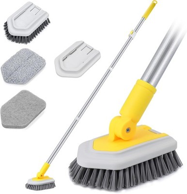 3-in-1 Extendable Shower Cleaner, Scouring Pads and Microfiber for
