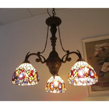Chloe Tiffany Style 3-light Dark Bronze Chandelier Multi,Dark Bronze