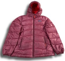 Patagonia Hi-Loft Puffer Jacket Girls Medium 10 Burgundy Down Sweater Hoody