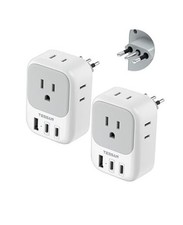 Italy Travel Plug Adapter 2 Pack, Type L Adapter for Travel White/grey-Type L