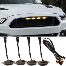 4PCS LED Grill Lights, Bright Car Front Grill DRL Lamps with Wiring Harness,