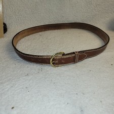 LL Bean Leather Belt Men 44 Brown Full Grain Brass Buckle Made In USA