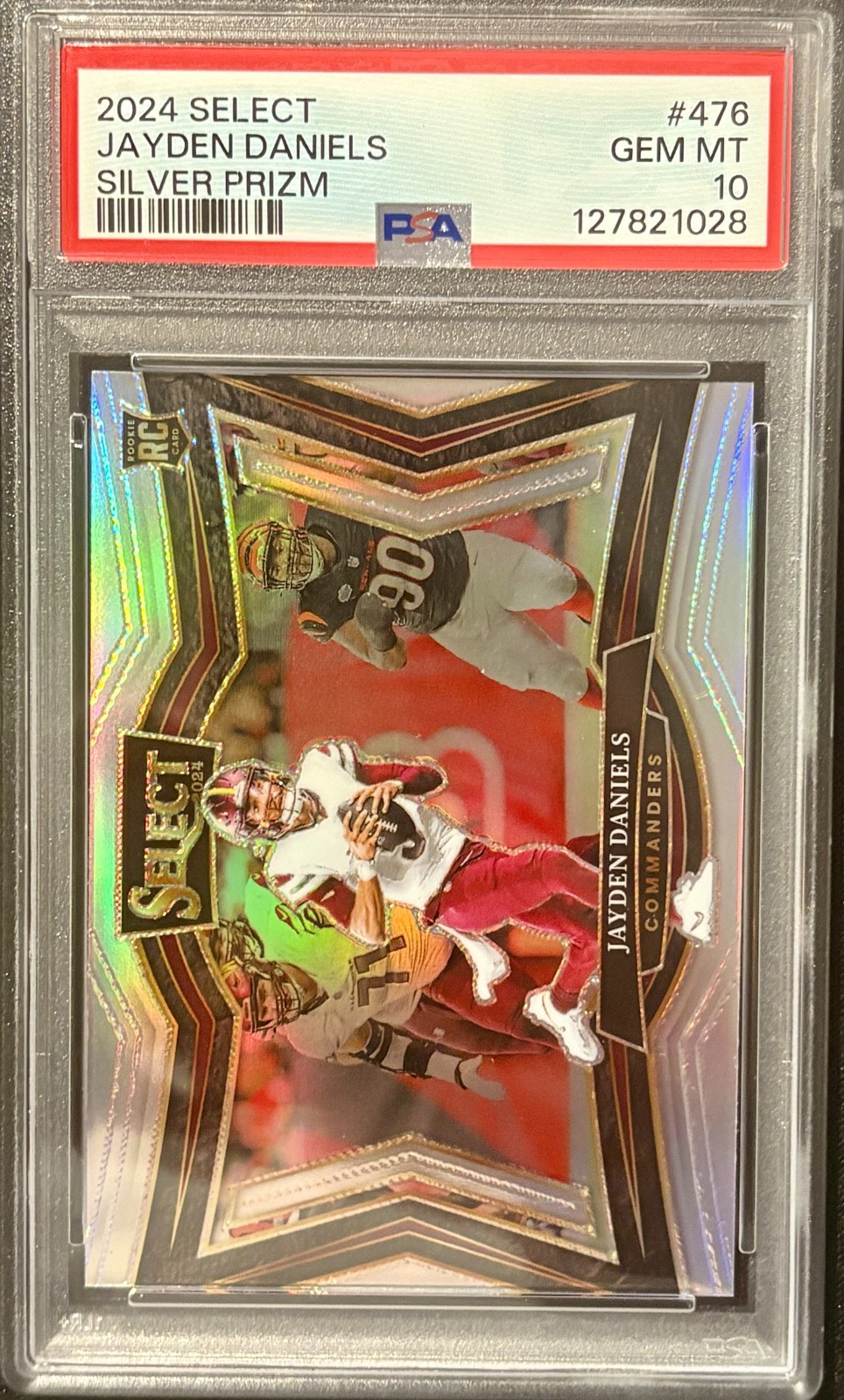 2024 Panini Select Jayden Daniels Field Silver Prizm RC #476 Commanders PSA 10 view 2