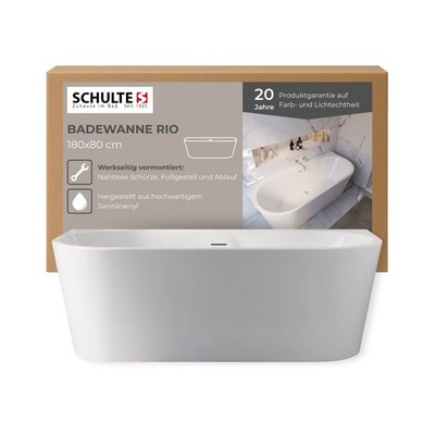 Badewanne RIO Weiß Wanne Acrylwanne inkl. Schürze + Ablauf Schulte