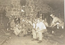 Original WWII US Army Soldiers Group Snapshot in Stone Pub Europe Occupation Era