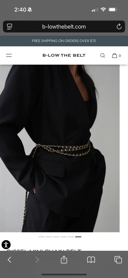 $168 AGOTADO B-Low the Belt Gissel Mini Cinturón Negro con Hebilla Dorada | Pequeño Foto 4 de 4