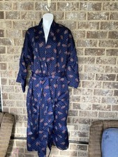 VTG Christian Dior Monsieur Paisley Tie Front Robe One Size Leisure Luxury Blue
