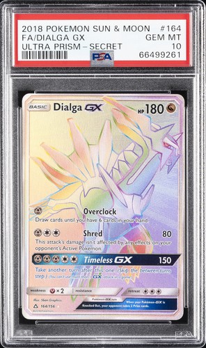 2018 POKEMON SUN & MOON ULTRA PRISM SECRET #164 FULL ART/DIALGA GX PSA 10