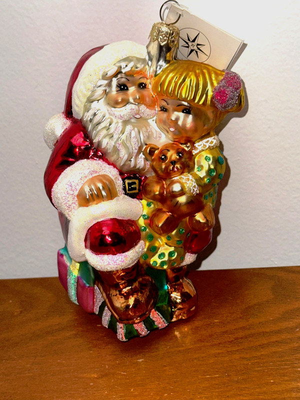 VINTAGE CHRISTOPHER RADKO " STORY TIME"  SANTA HOLDING GIRL ORNAMENT